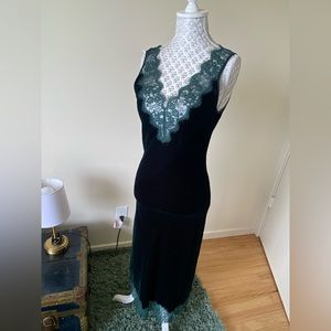 Zara deep v velvet dress with lace details